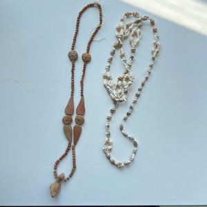 Lot, 2 shell and clay Primitive Necklaces